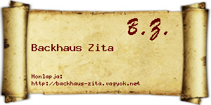 Backhaus Zita névjegykártya