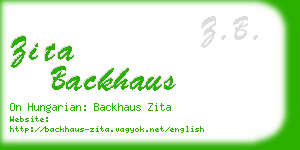 zita backhaus business card